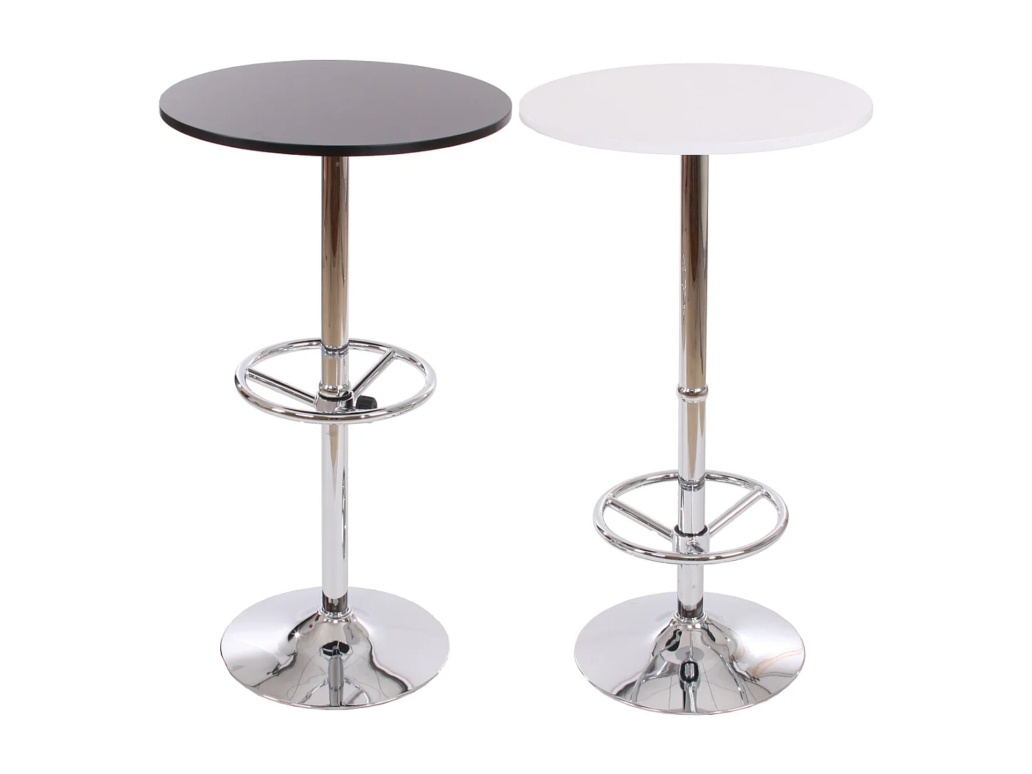 Table haute Bilbao repose-pieds, Table de bar / table haute Bari, ronde, avec repose-pied, 109x60x60cm, noir