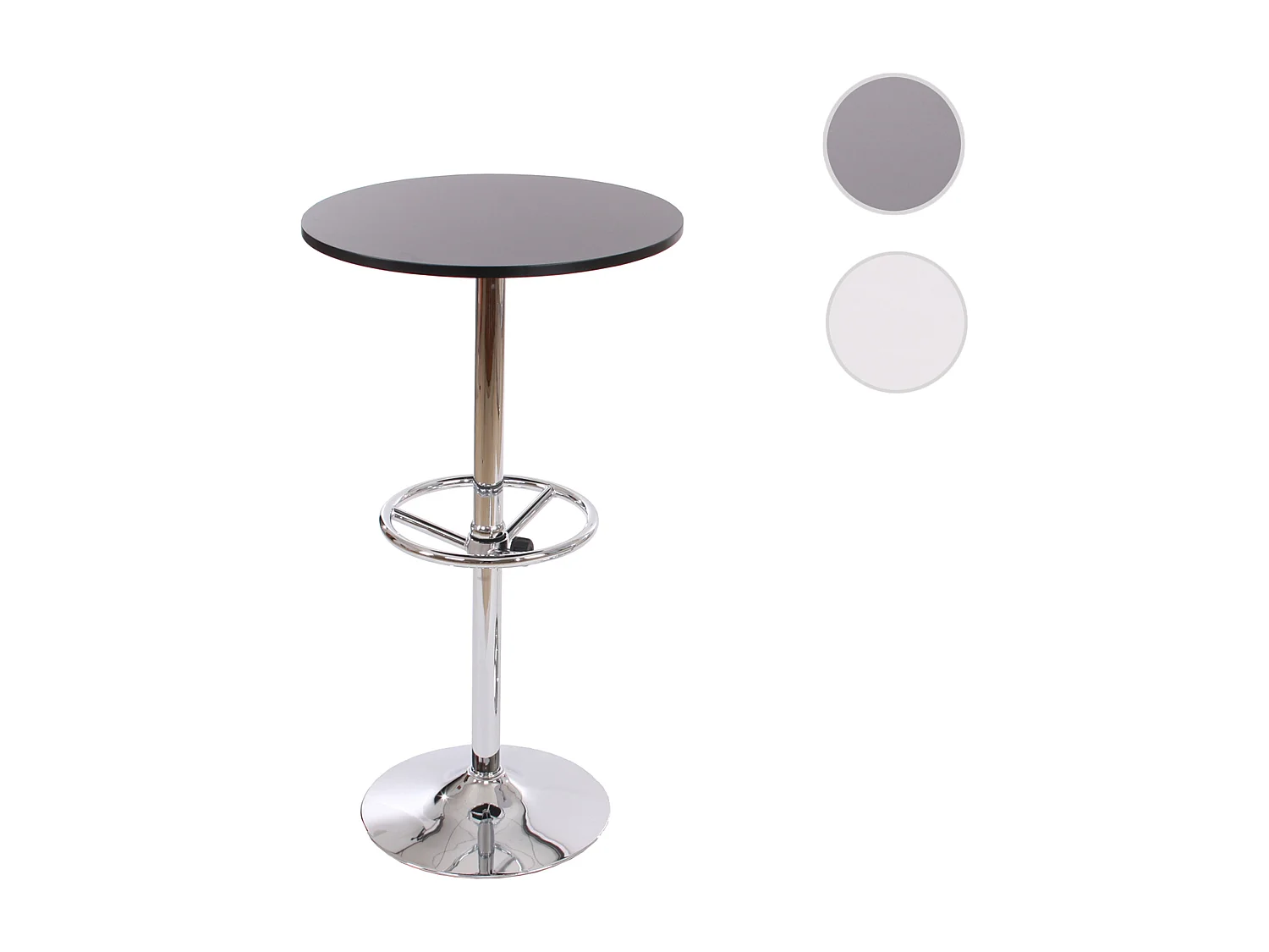 Table haute Bilbao repose-pieds, Table de bar / table haute Bari, ronde, avec repose-pied, 109x60x60cm, noir