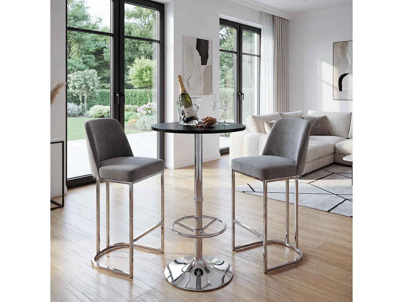 Stehtisch Bilbao Fußablage, Schwarz