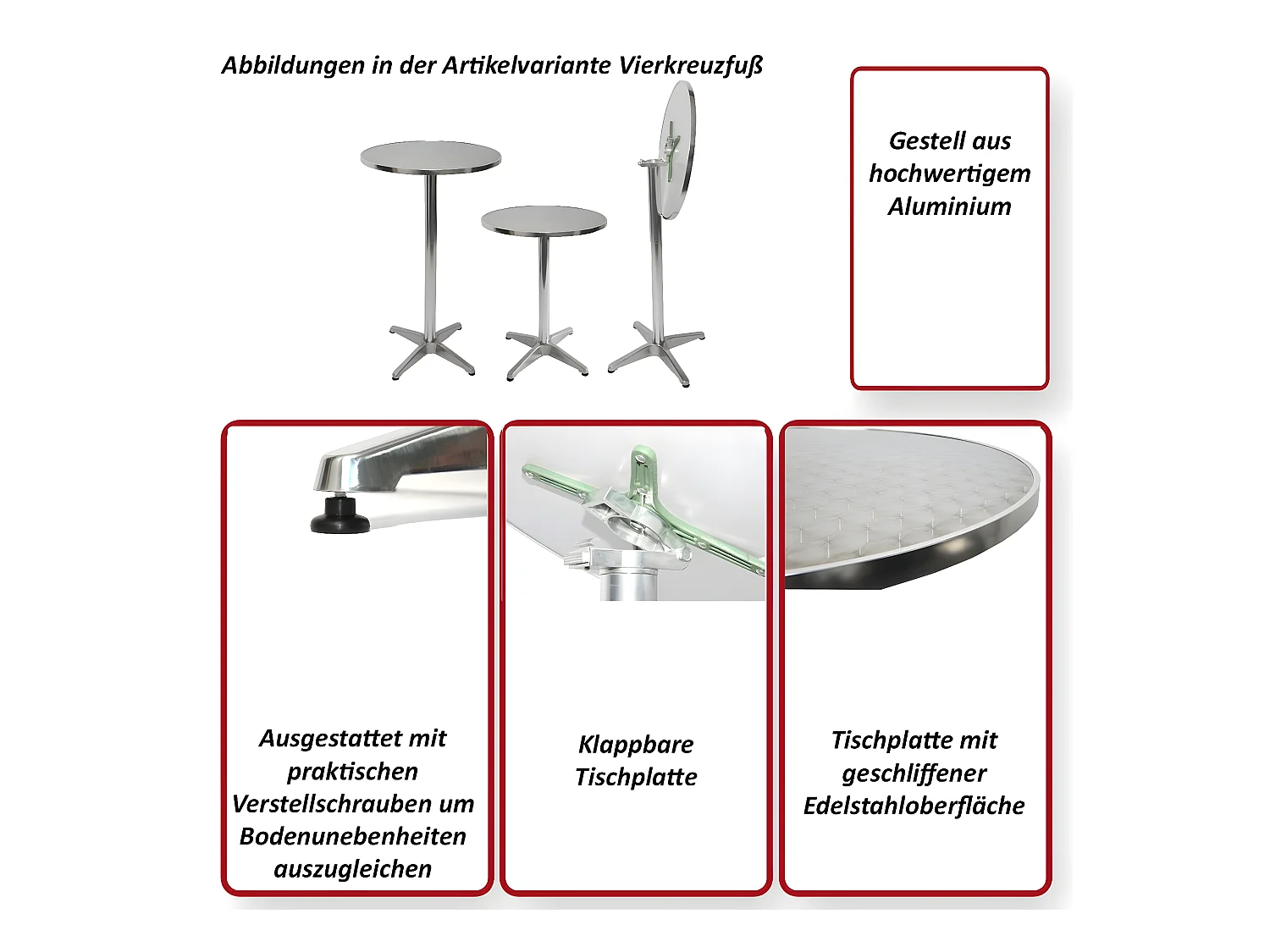 Alu-Stehtisch  (10er-Set), Klappbar