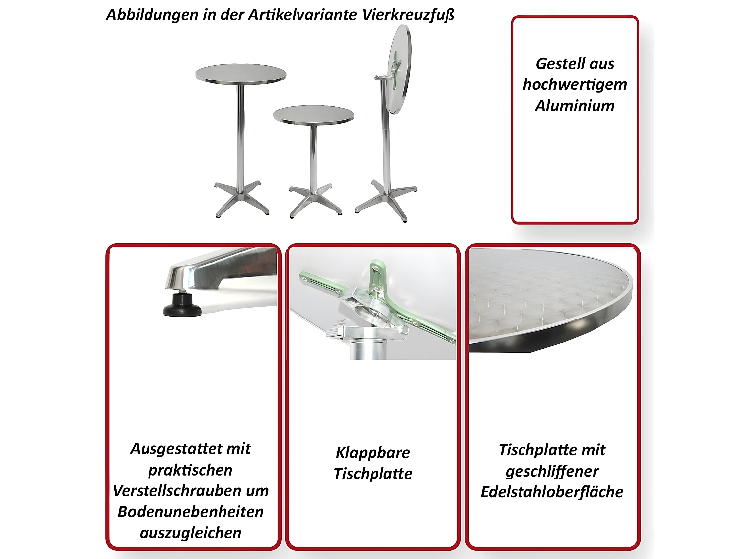 Alu-Stehtisch  (10er-Set), Klappbar