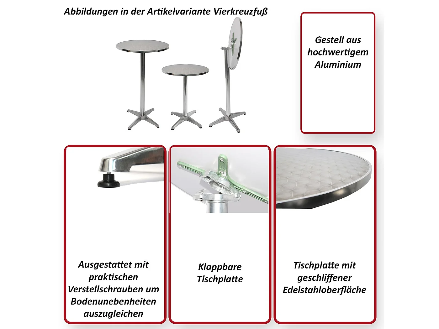 Aluminium statafel (set van 10),  opvouwbaar
