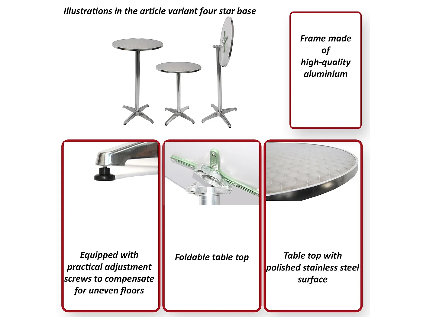Aluminium statafel (set van 10),  opvouwbaar