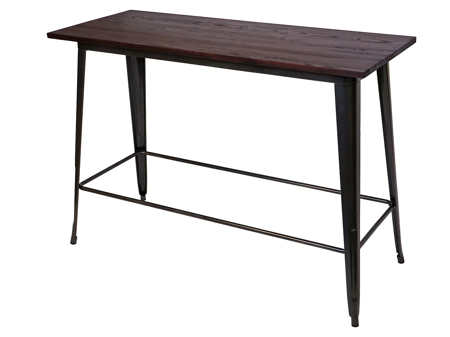 Tavolo alto design industriale MCW-H10 acciaio verniciato legno di olmo marrone