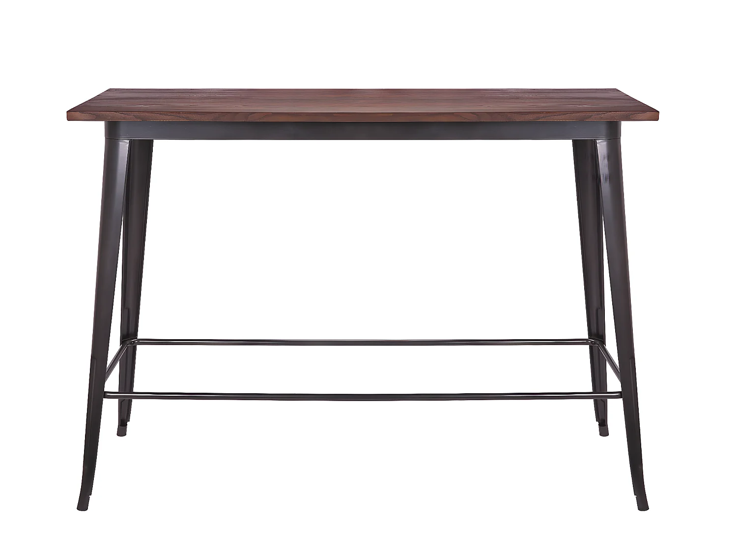 Tavolo alto design industriale MCW-H10 acciaio verniciato legno di olmo marrone