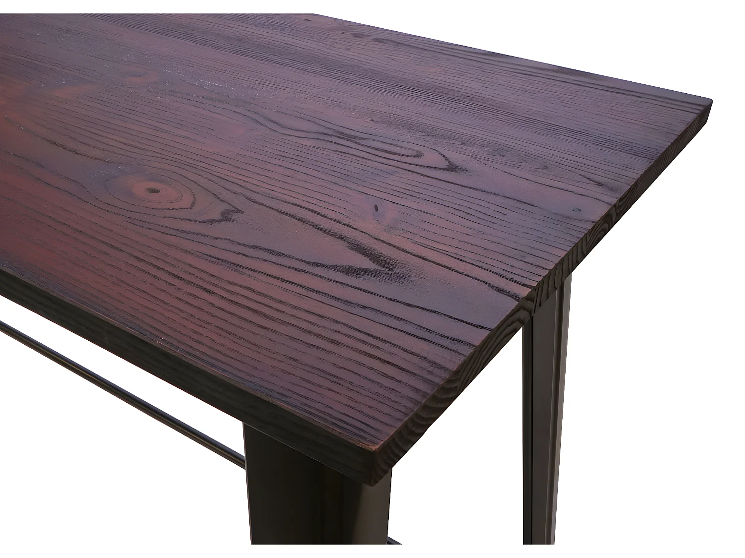 Tavolo alto design industriale MCW-H10 acciaio verniciato legno di olmo marrone