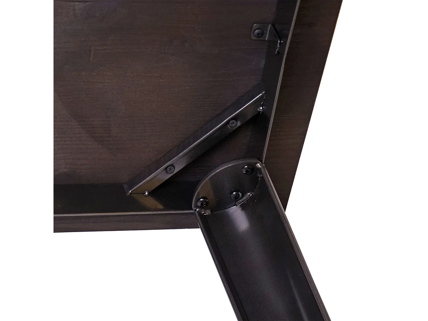 Tavolo alto design industriale MCW-H10 acciaio verniciato legno di olmo marrone