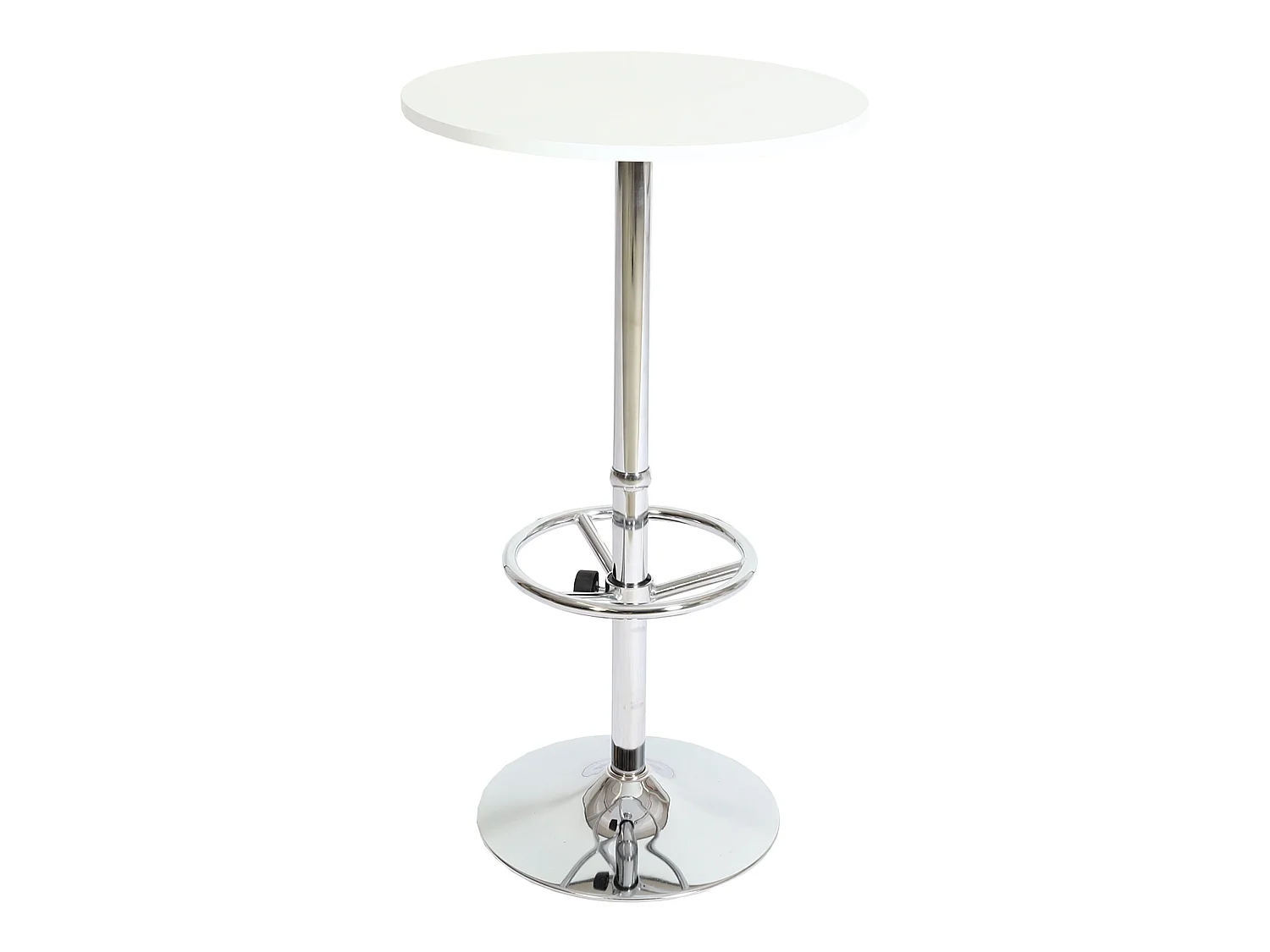 Tavolo bar lounge elegante Bari con poggiapiedi regolabile 109x60cm legno cromo bianco