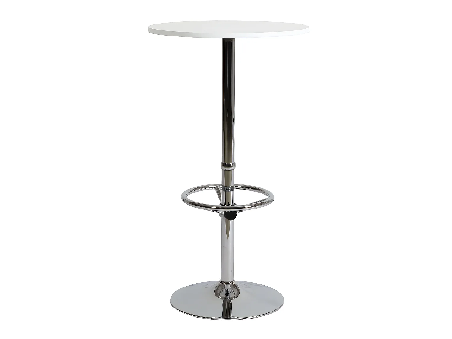 Tavolo bar lounge elegante Bari con poggiapiedi regolabile 109x60cm legno cromo bianco