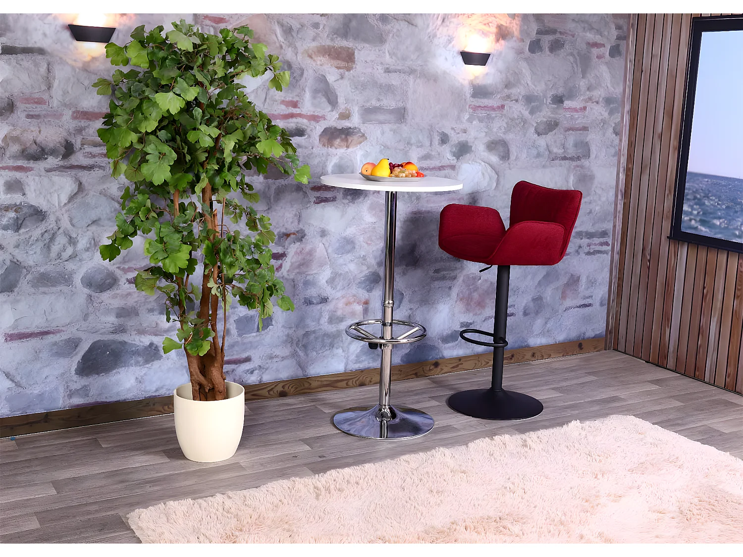 Hoge tafel Bilbao voetensteun,  wit