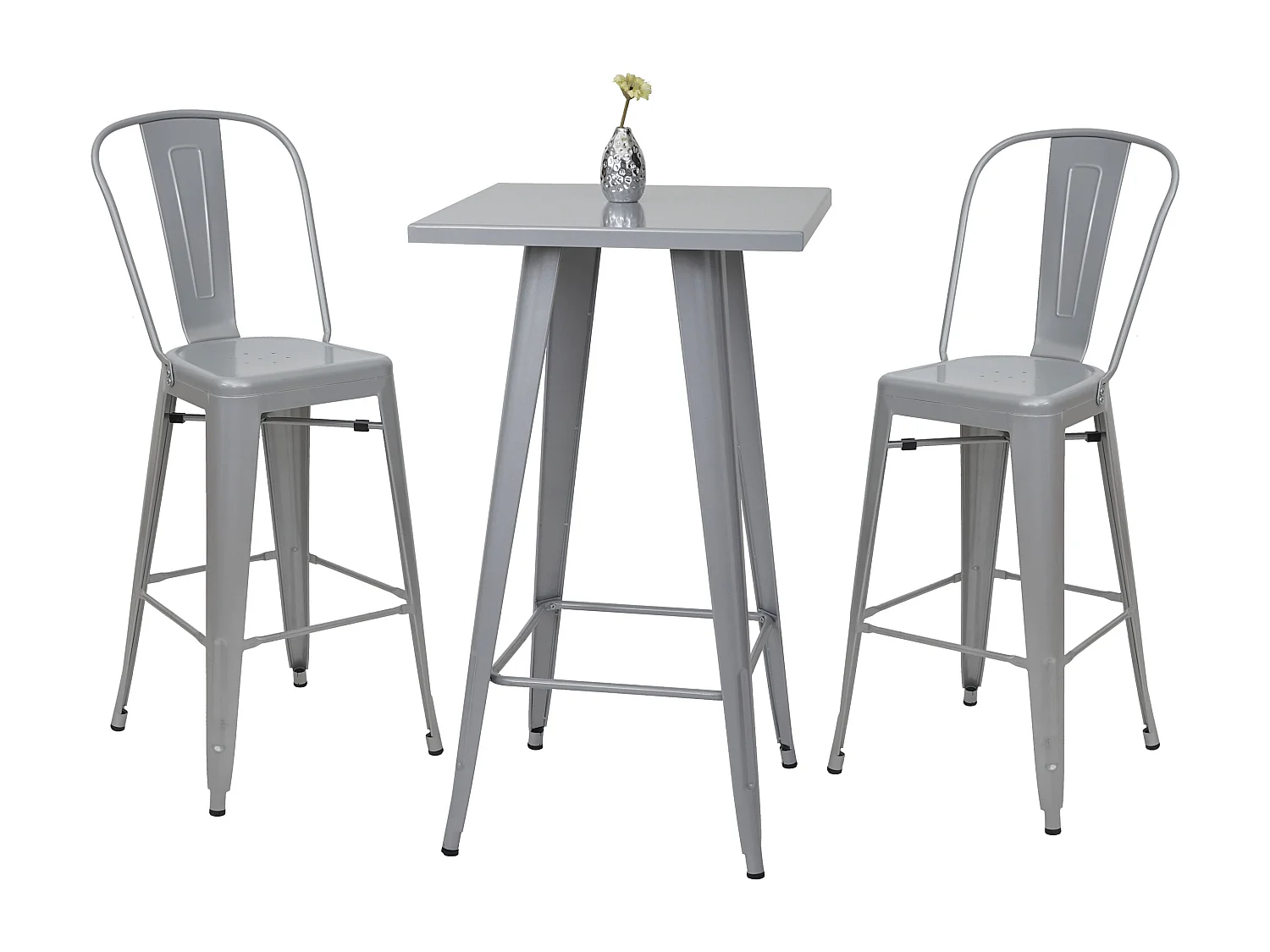 Stehtisch-Set MCW-A73 Metall (3-teilig), Grau