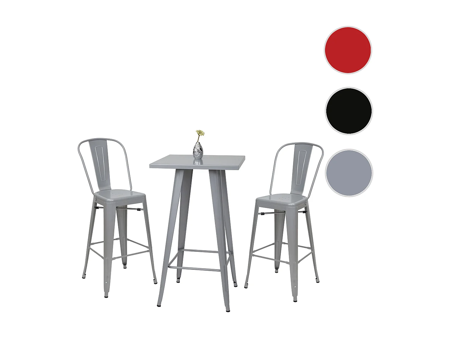 Stehtisch-Set MCW-A73 Metall (3-teilig), Grau