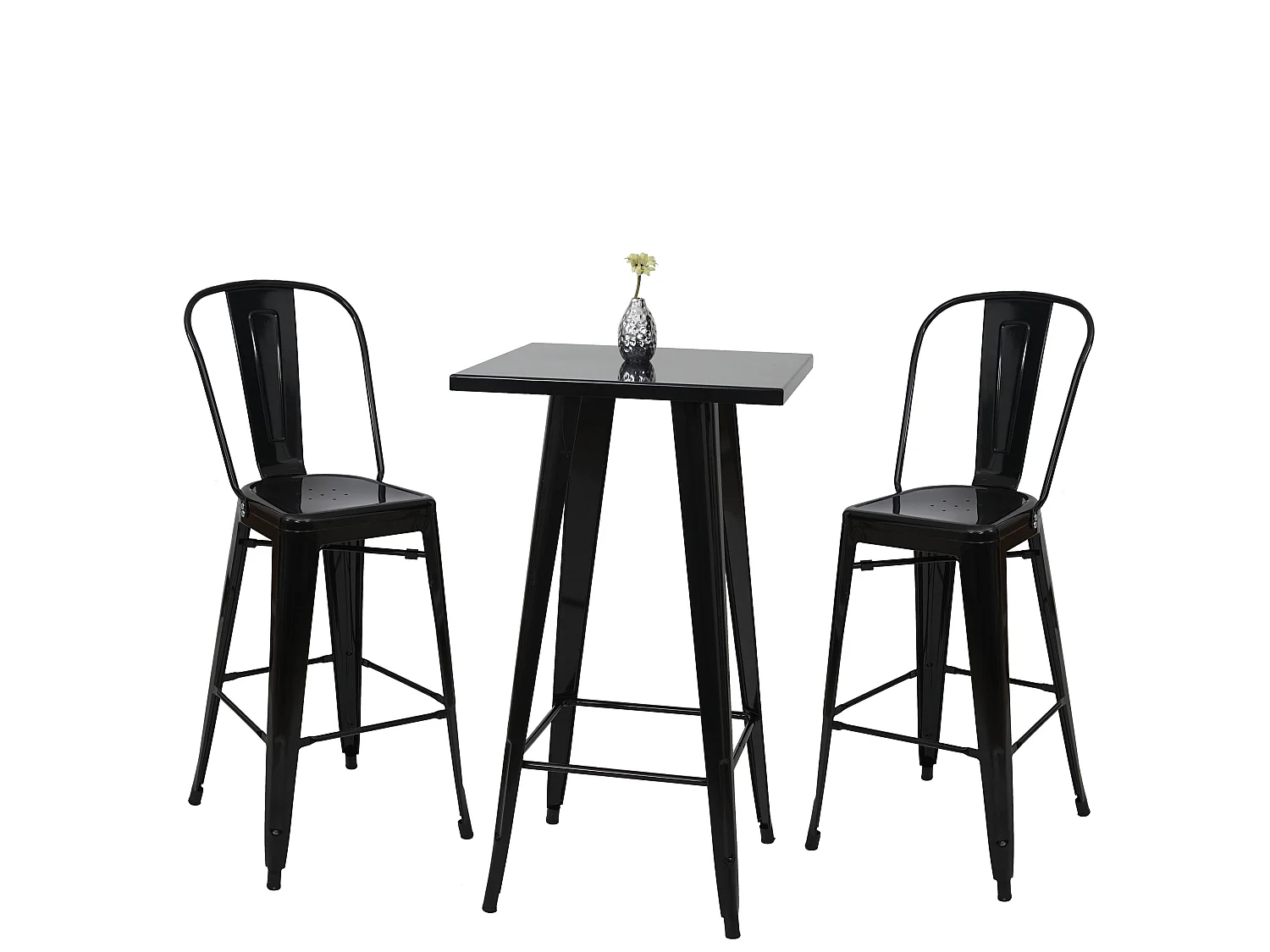 Staande tafel set MCW-A73 metaal (3-delig),  zwart