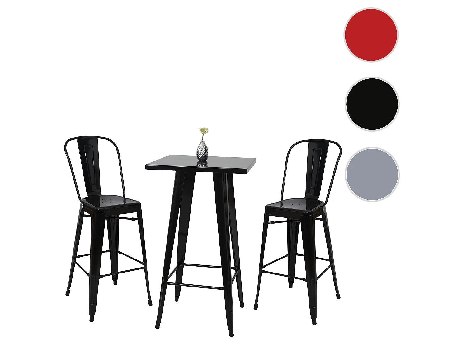 Staande tafel set MCW-A73 metaal (3-delig),  zwart