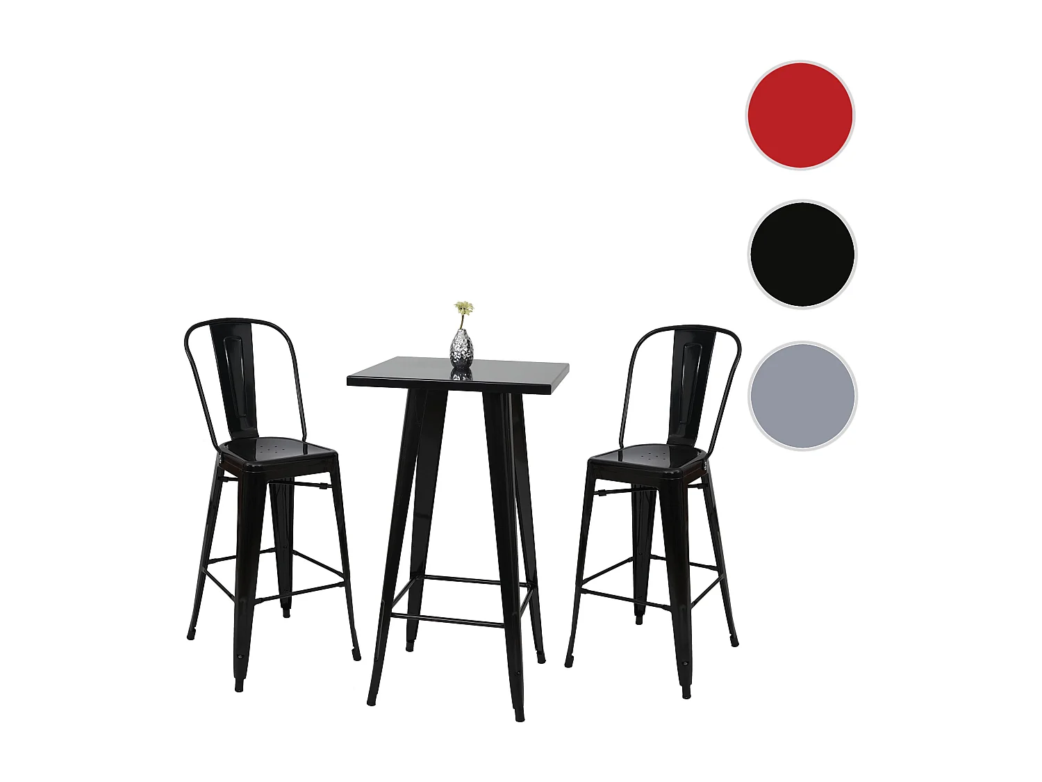 Staande tafel set MCW-A73 metaal (3-delig),  zwart