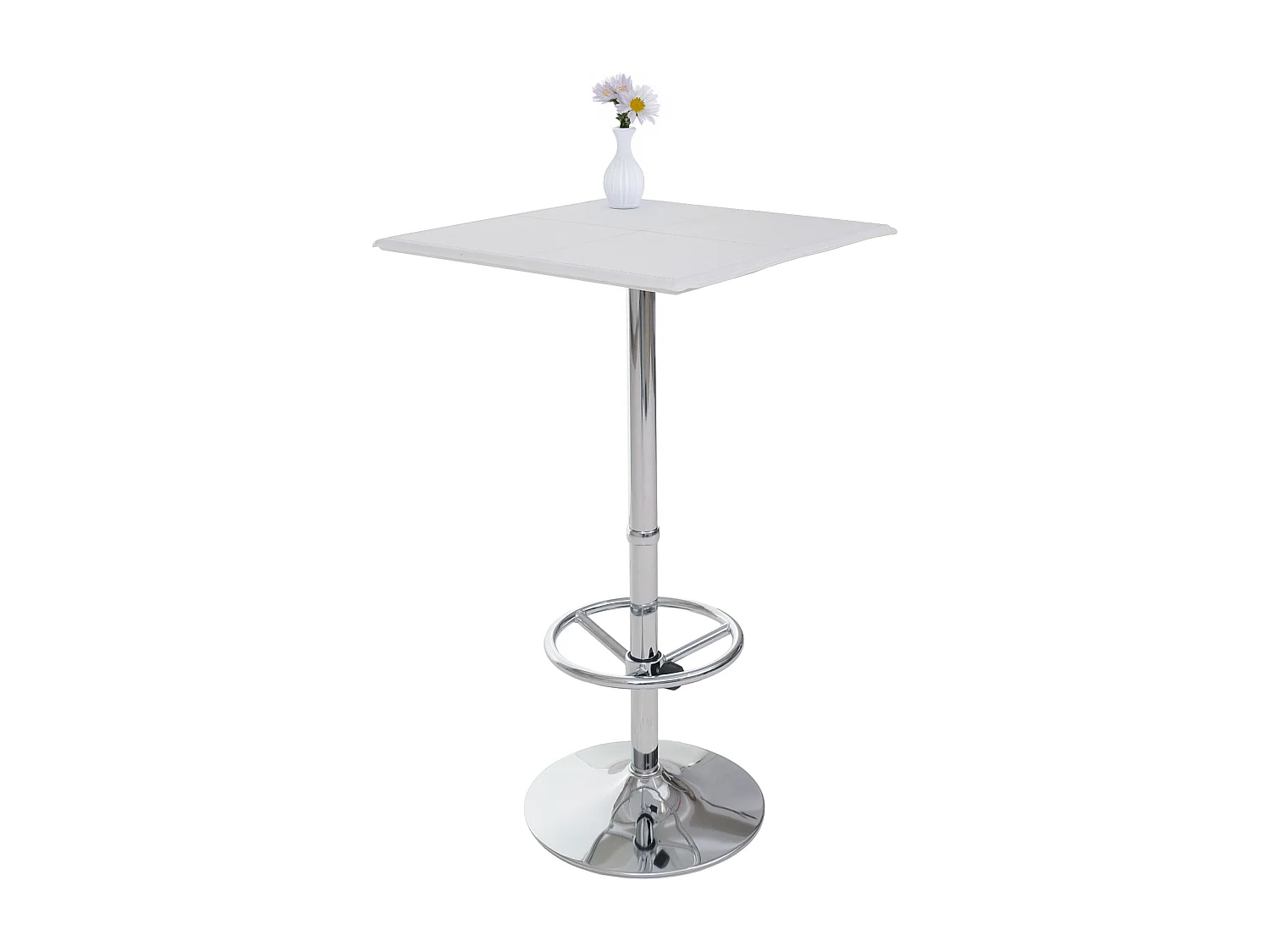 Tavolo bar rotondo elegante Lounge Chicago con poggiapiedi 63x63x110cm bianco