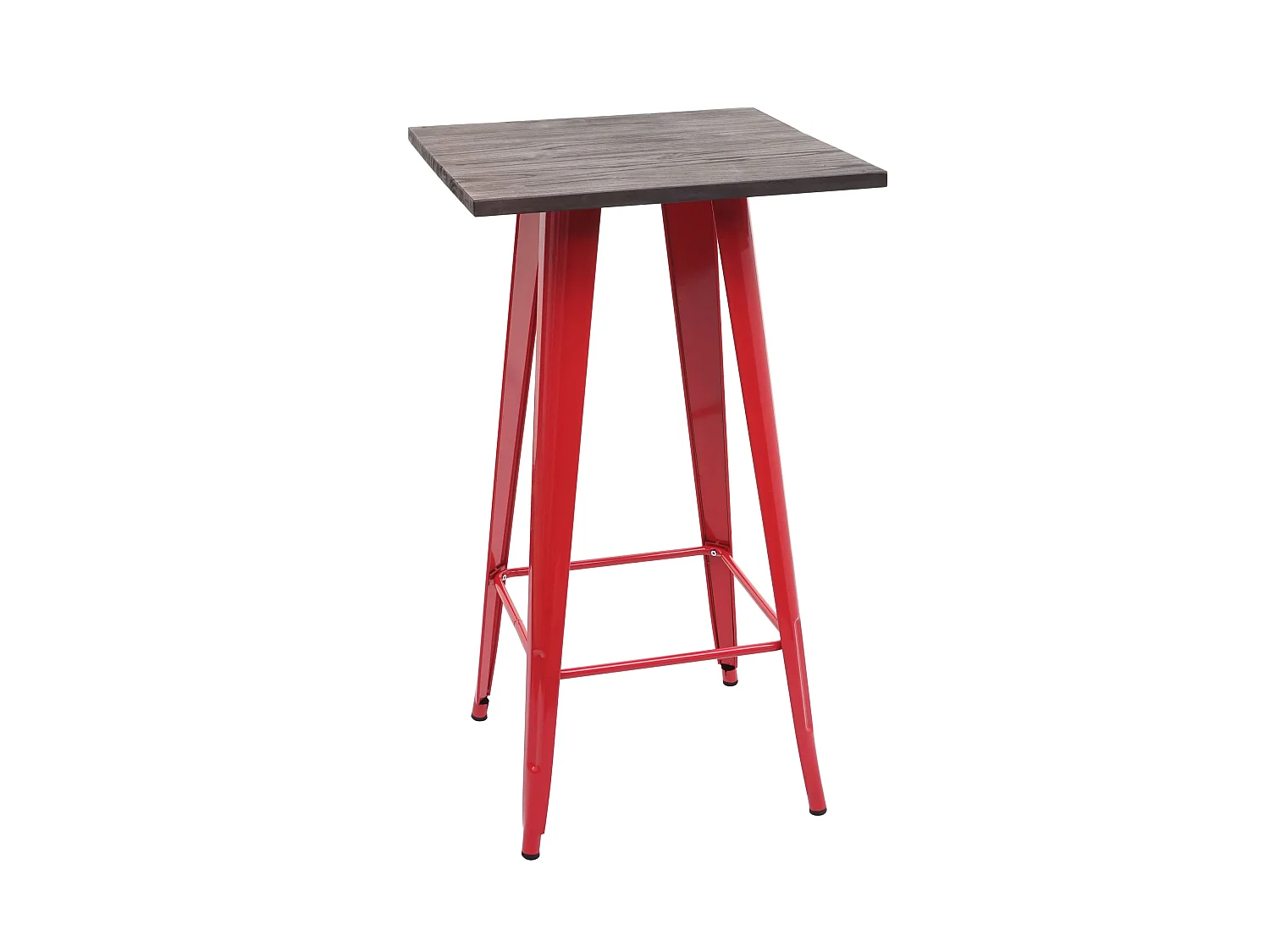 Wysoki stół MCW-A73 z drewnianym blatem,  czerwony