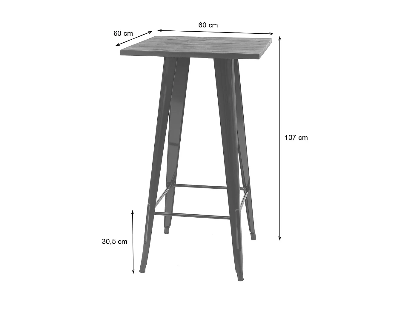 Wysoki stół MCW-A73 z drewnianym blatem,  czerwony