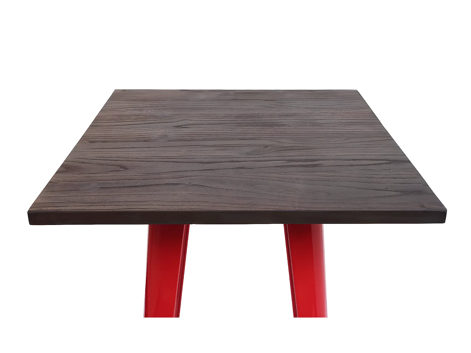 Wysoki stół MCW-A73 z drewnianym blatem,  czerwony