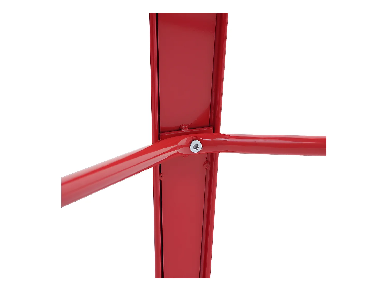 Wysoki stół MCW-A73 z drewnianym blatem,  czerwony