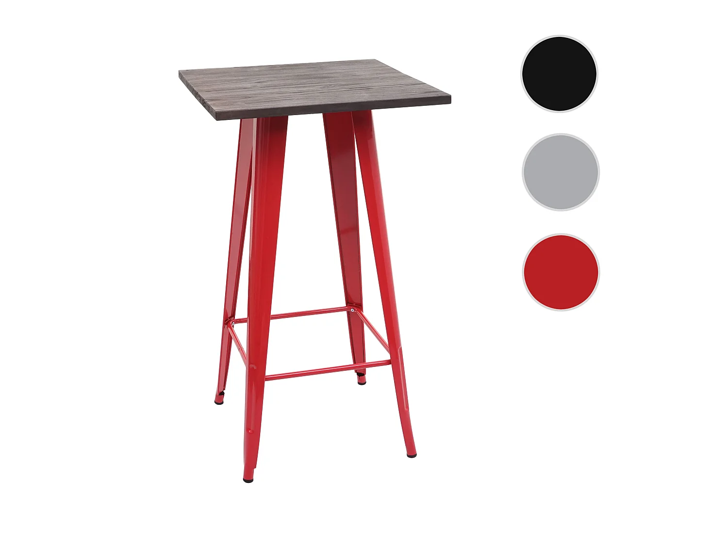 Wysoki stół MCW-A73 z drewnianym blatem,  czerwony