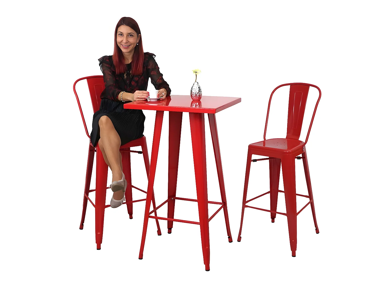 Staande tafel set MCW-A73 metaal (3-delig),  rood
