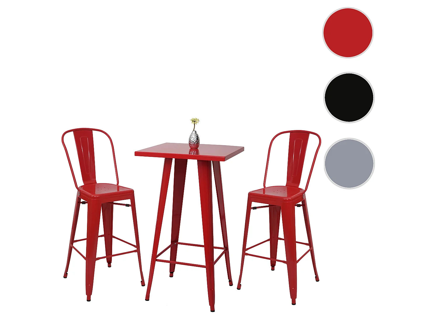 Staande tafel set MCW-A73 metaal (3-delig),  rood