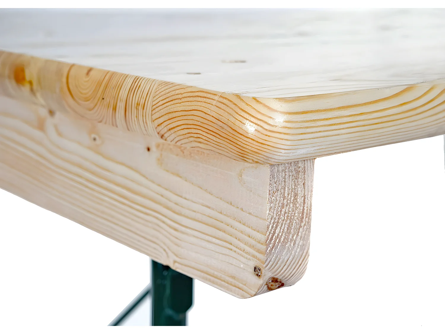 Tavolo alto pieghevole da esterno campeggio fiera MCW-L67 110x125x70cm metallo legno massello chiaro