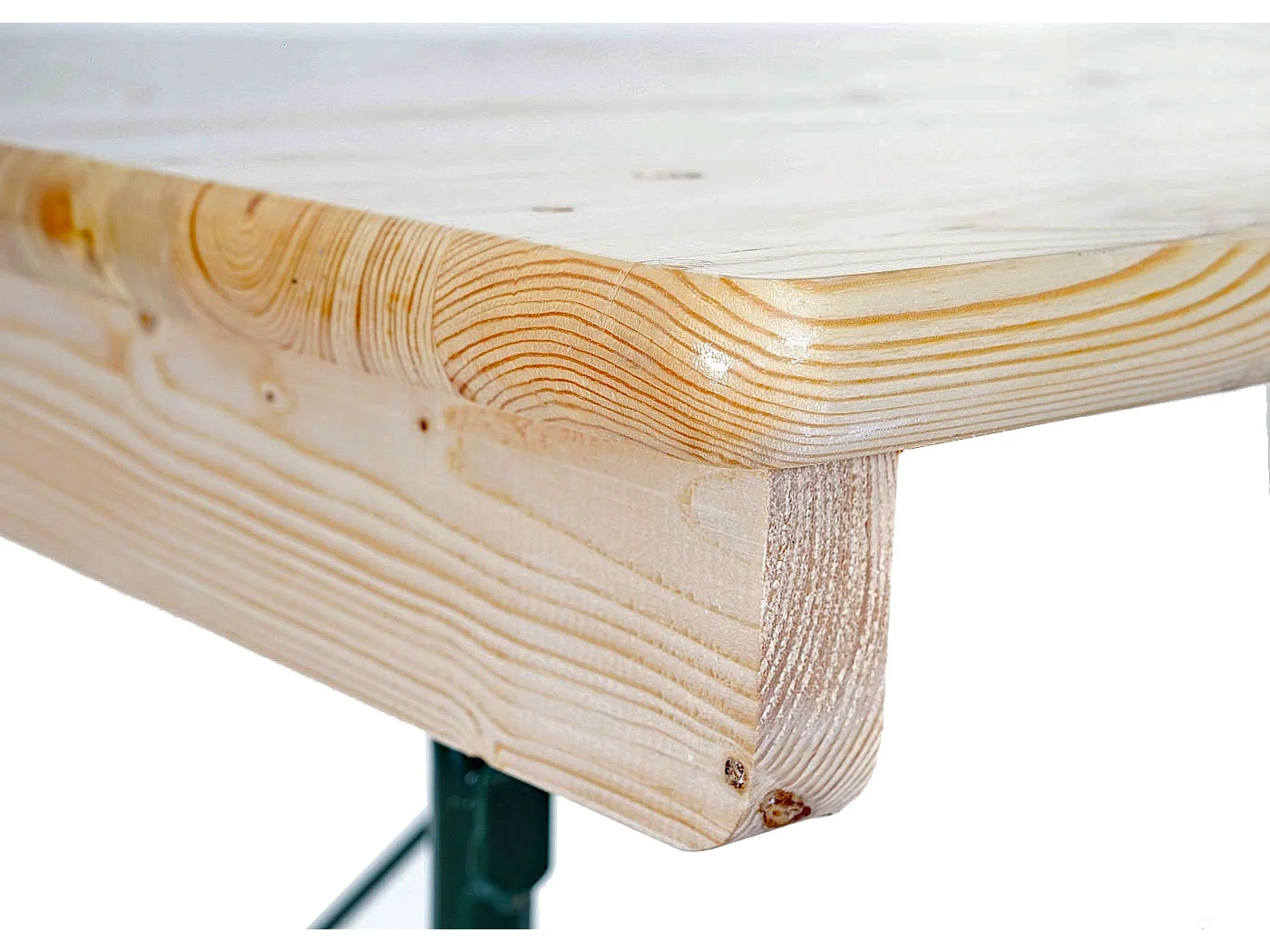 Tavolo alto pieghevole da esterno campeggio fiera MCW-L67 110x125x70cm metallo legno massello chiaro