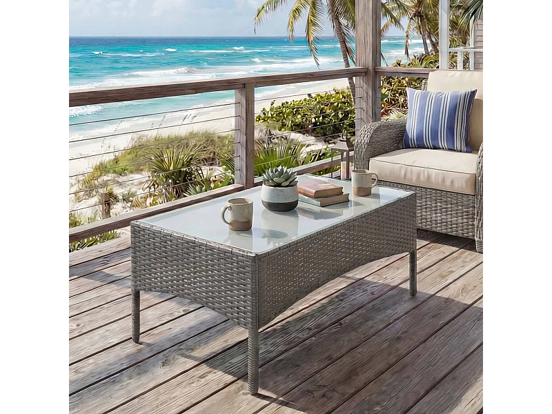 Poly-Rattan Gartentisch Hamar, Grau