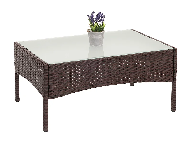 Polyrotan tuintafel Hamar,  bruin-gemarmerd