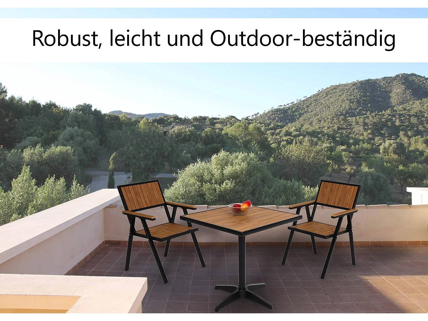 Tuintafel MCW-J95,  zwart, teak bruin