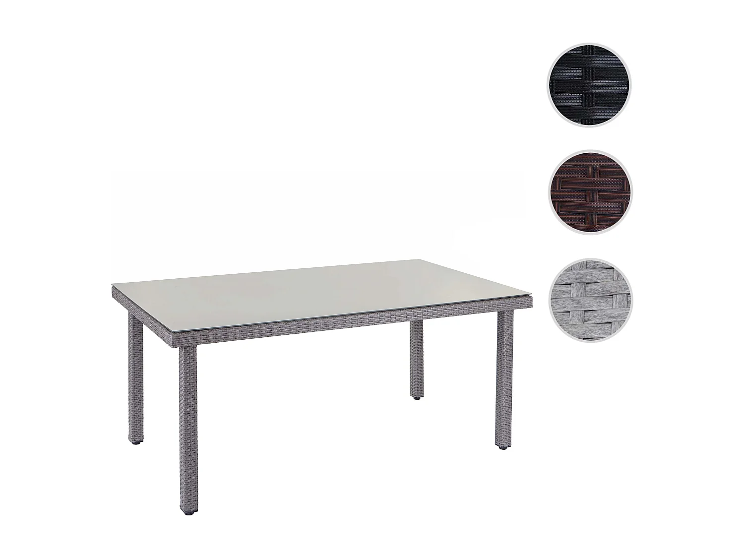 Poli rattanowy stół ogrodowy Chieti,  Szary
