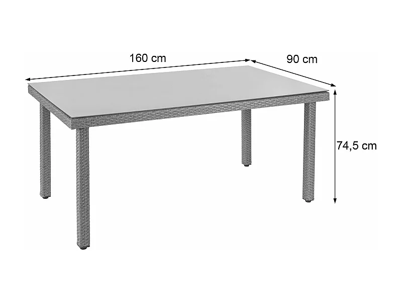 Poly-Rattan Gartentisch Chieti, Grau