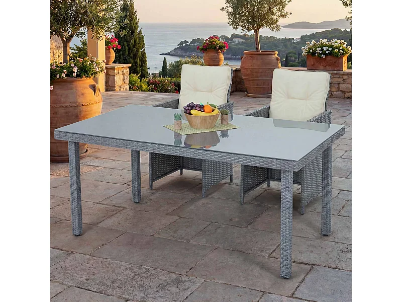 Polyrotan tuintafel Chieti,  grijs