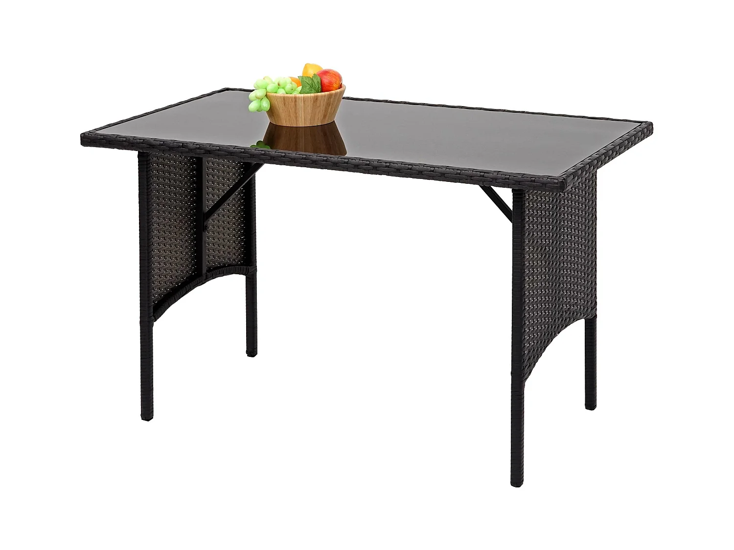 Mesa de jantar em poli-rattan MCW-G16,  preto