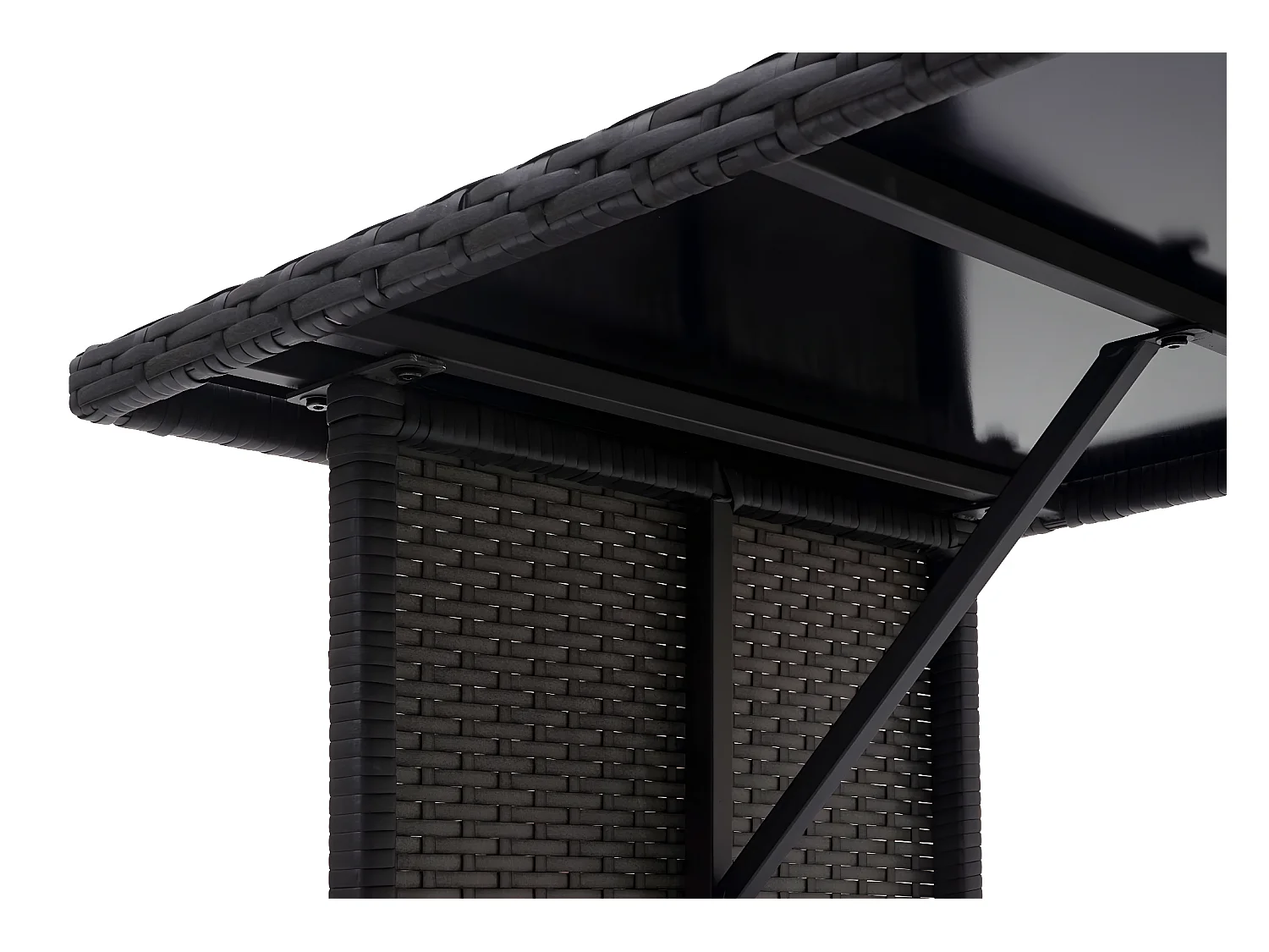 Mesa de jantar em poli-rattan MCW-G16,  preto