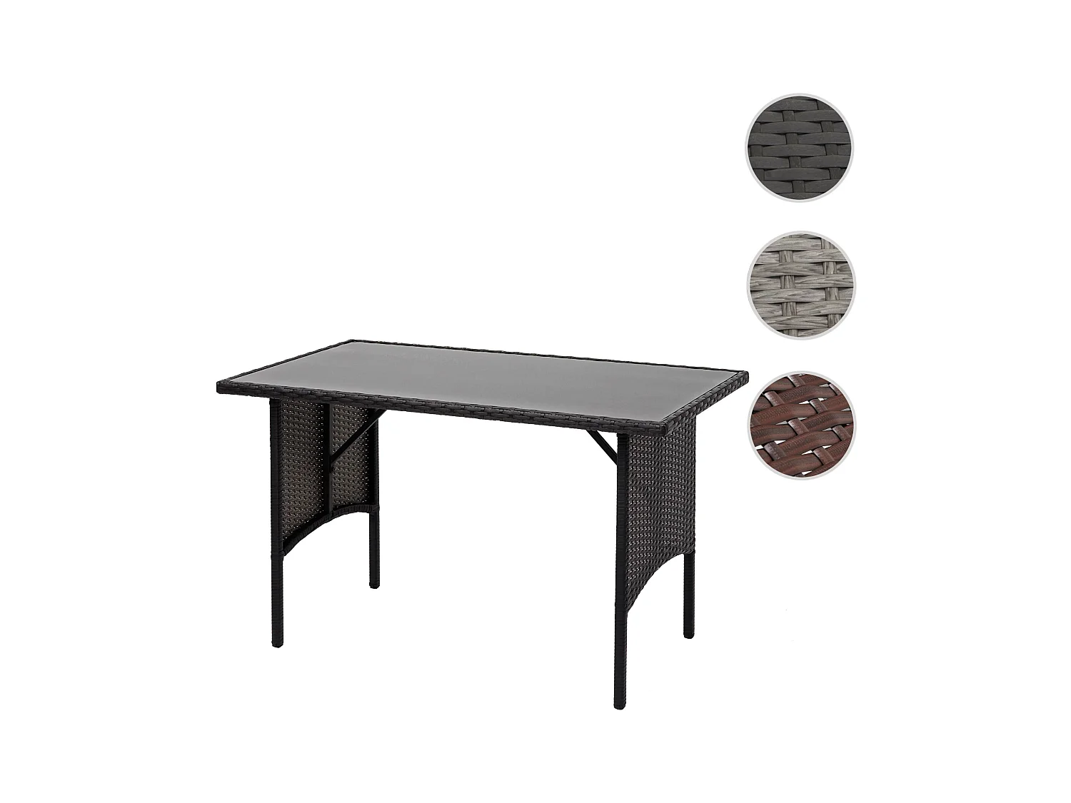 Mesa de jantar em poli-rattan MCW-G16,  preto