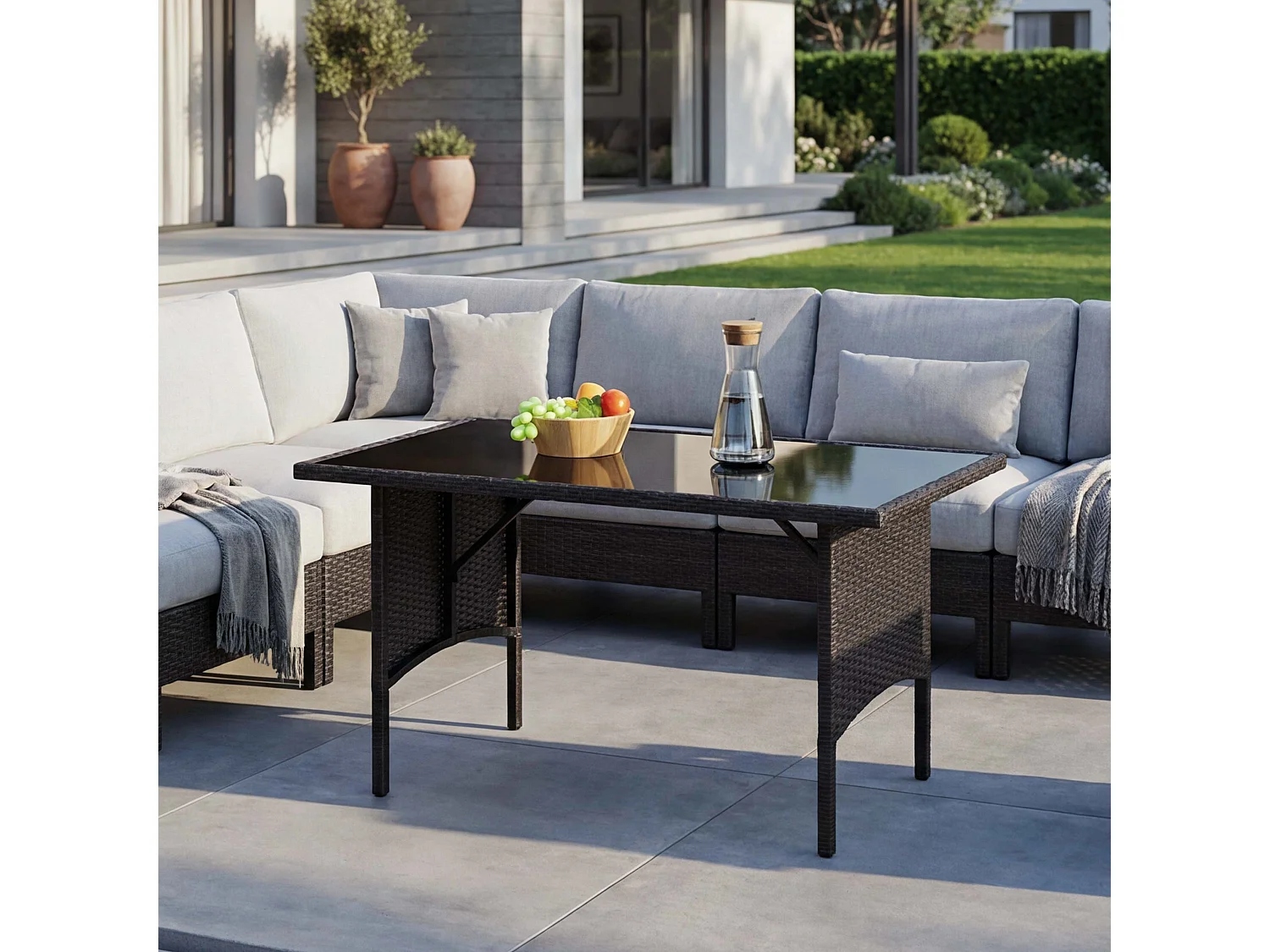 Polyrotan eettafel MCW-G16,  zwart