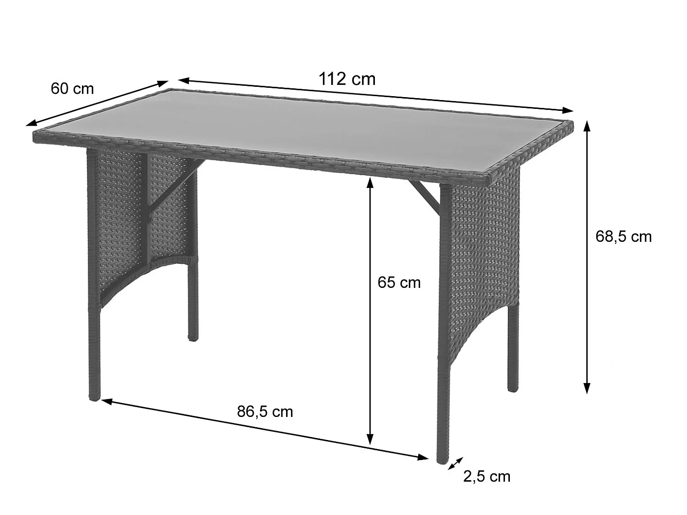 Polyrotan eettafel MCW-G16,  zwart