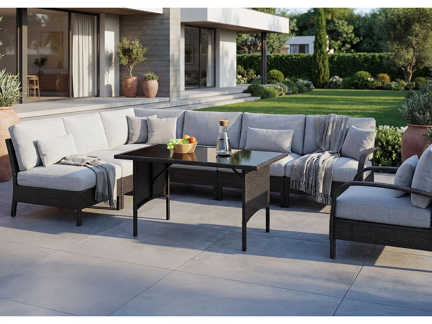 Polyrotan eettafel MCW-G16,  zwart