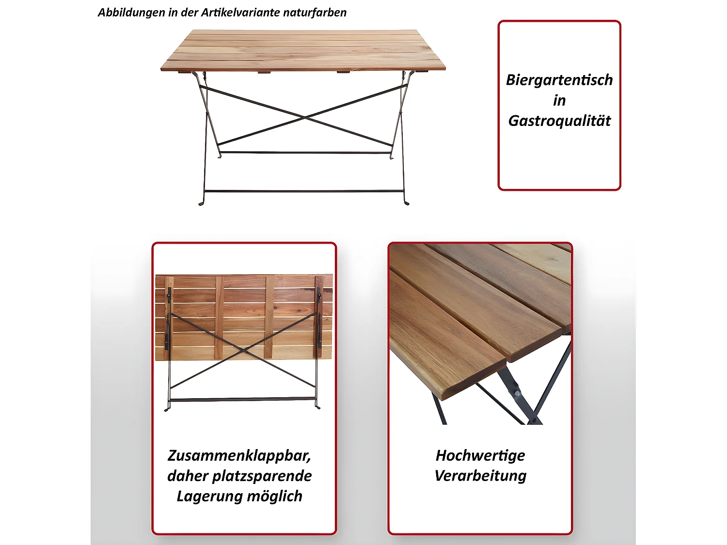 Składany stolik do ogródka piwnego MCW-J40,  brązowy