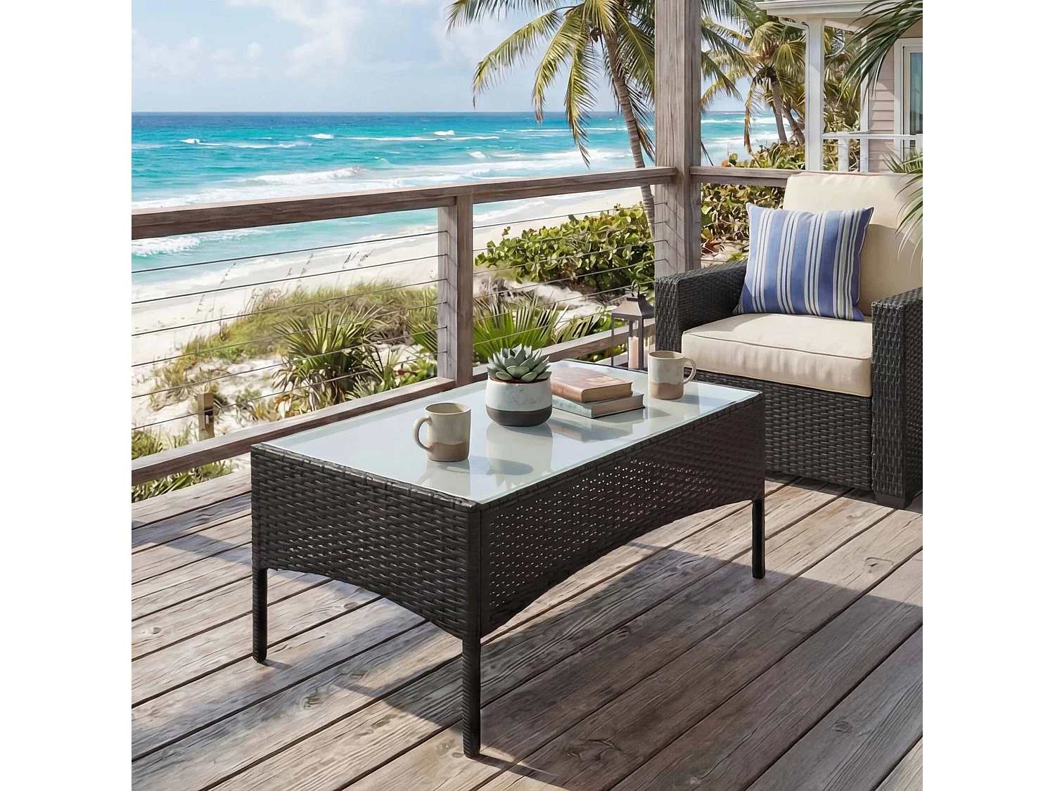 Poly-Rattan Gartentisch Hamar, Anthrazit