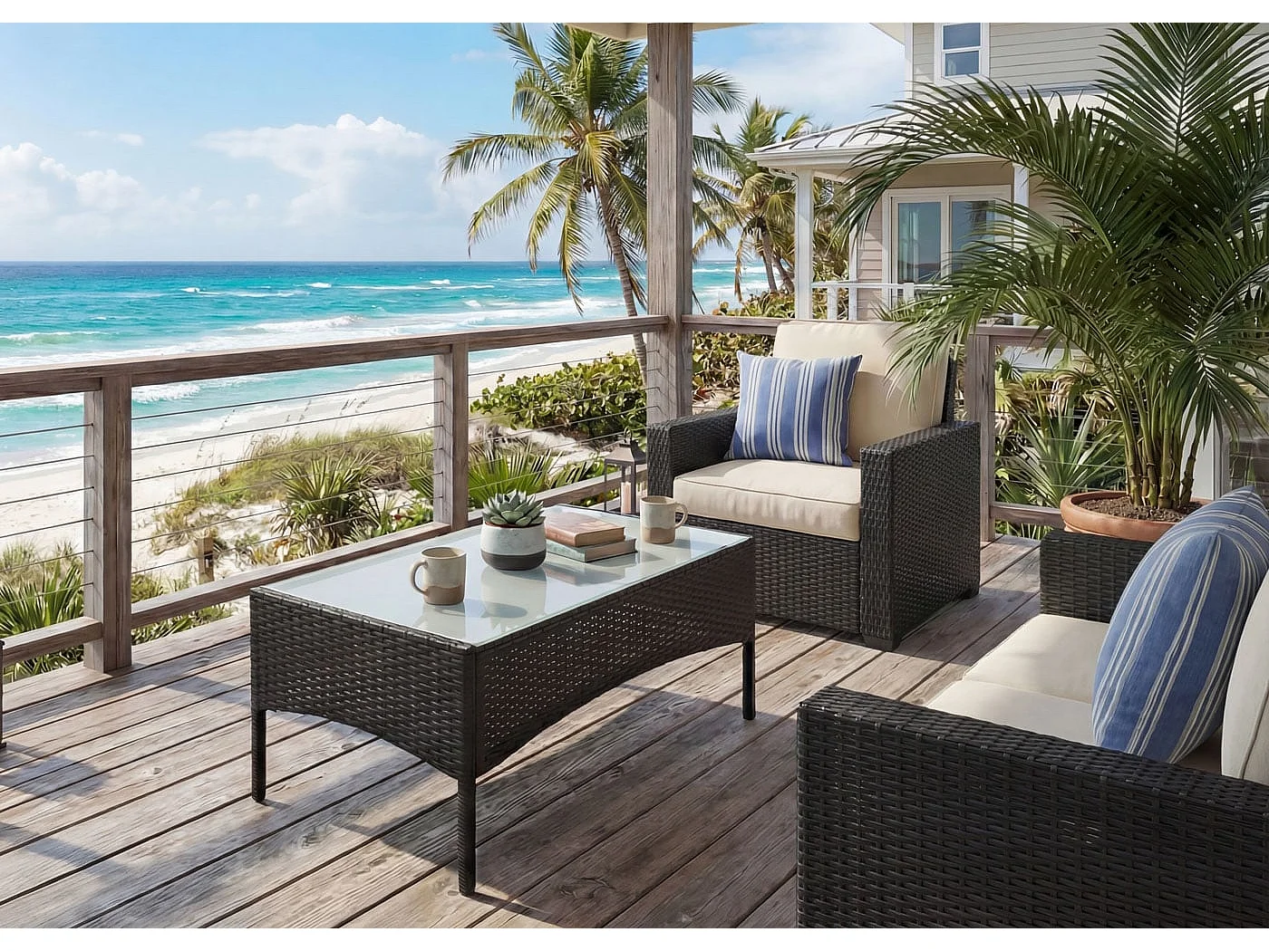 Stół ogrodowy z polirattanu Hamar,  antracytowy