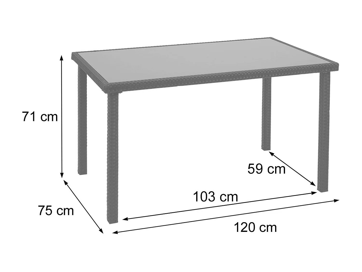 Poly-Rattan Tisch MCW-G19, Braun
