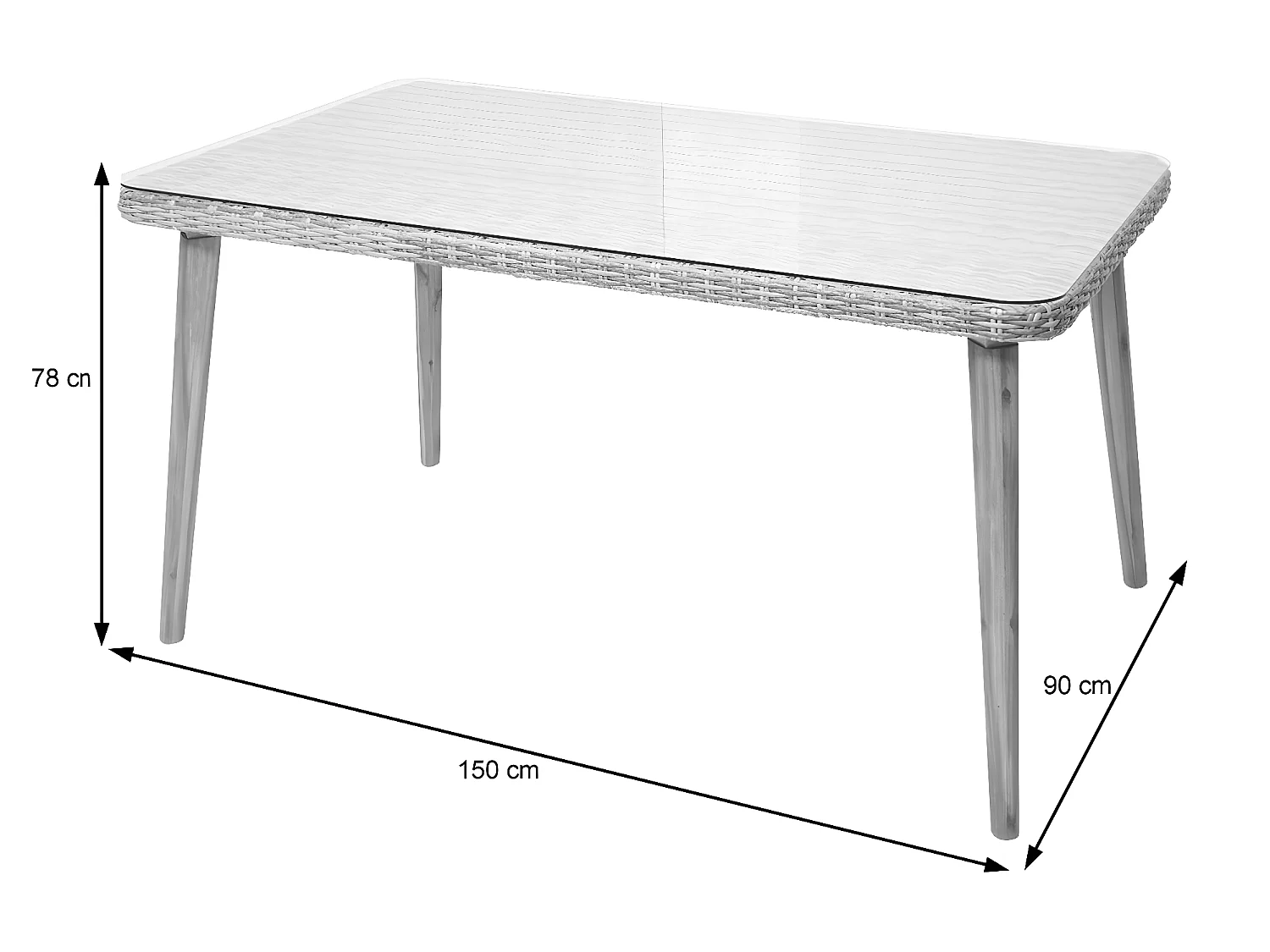 Stół do jadalni z polirattanu MCW-H65,  szary
