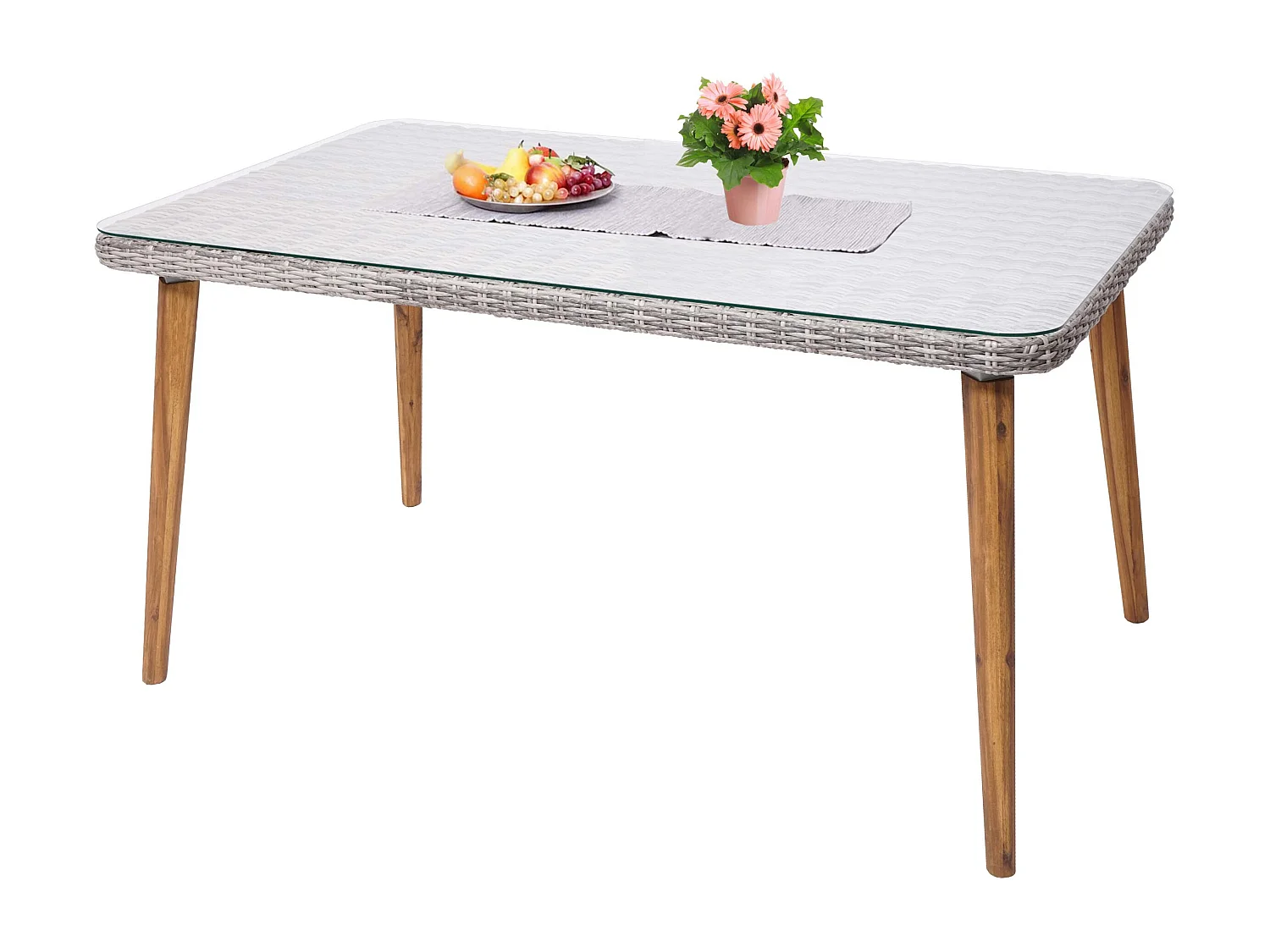 Stół do jadalni z polirattanu MCW-H65,  szary