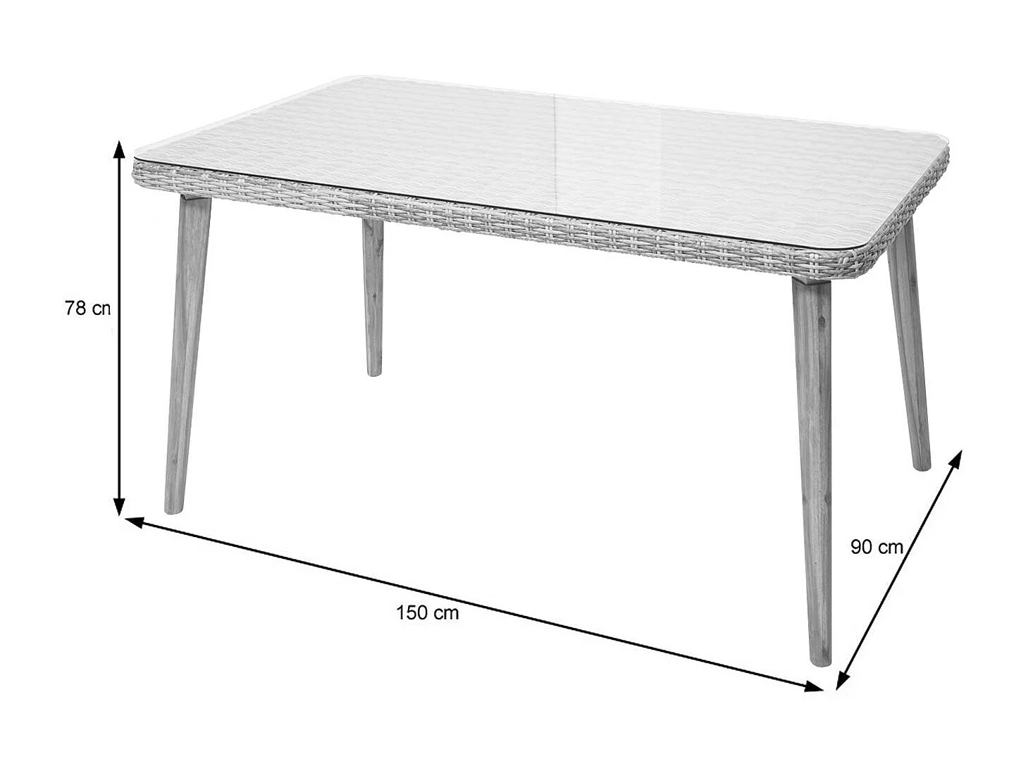 Stół do jadalni z polirattanu MCW-H65,  szary