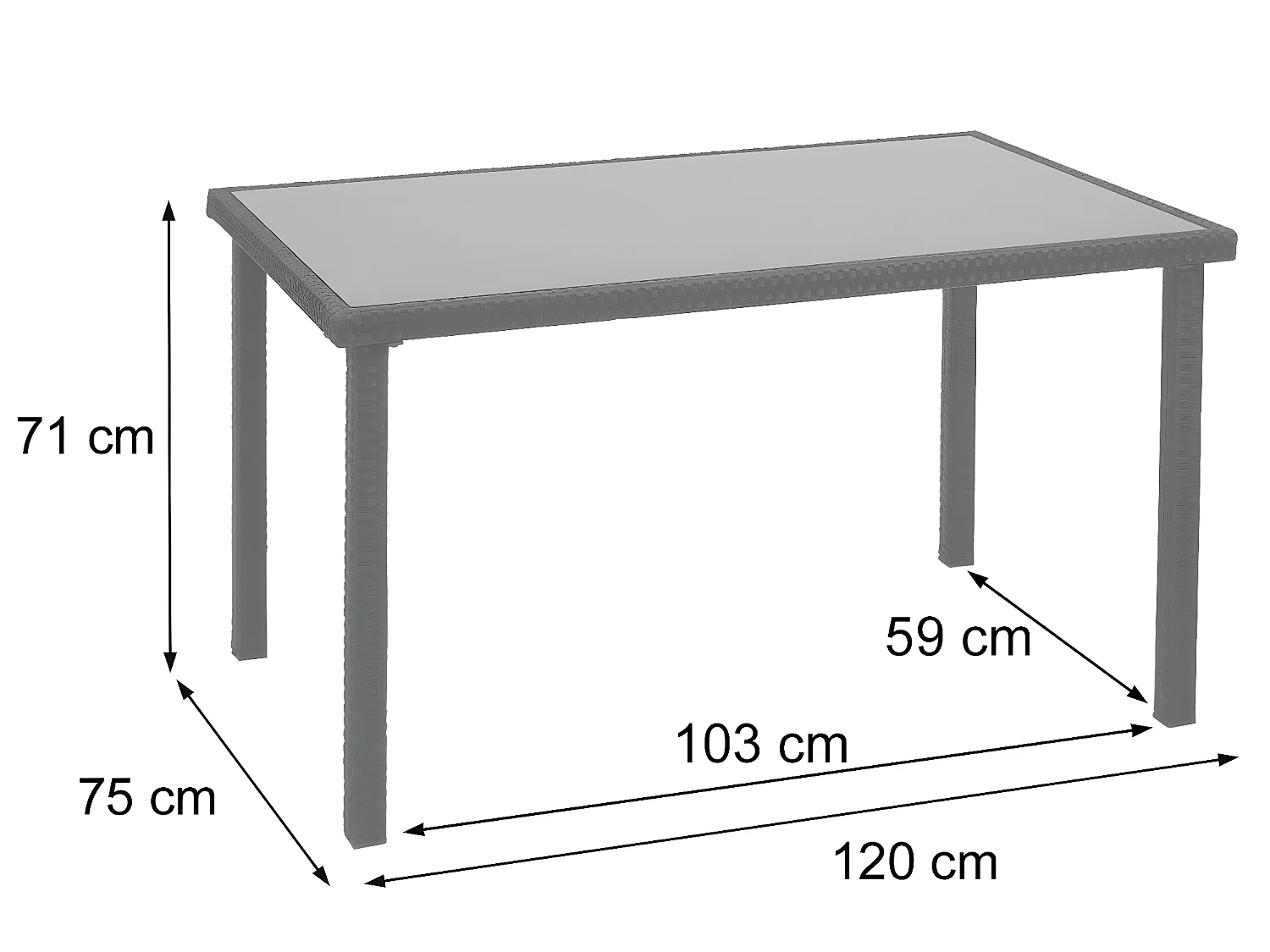 Polyrotan tafel MCW-G19,  zwart