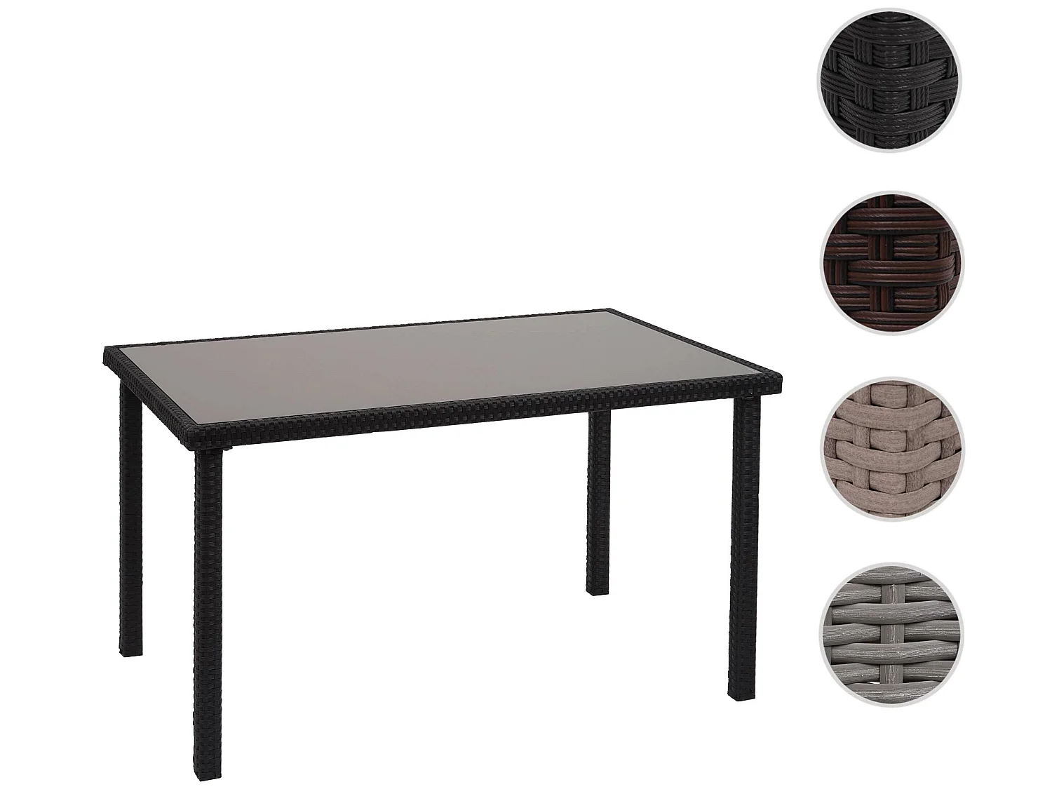 Polyrotan tafel MCW-G19,  zwart